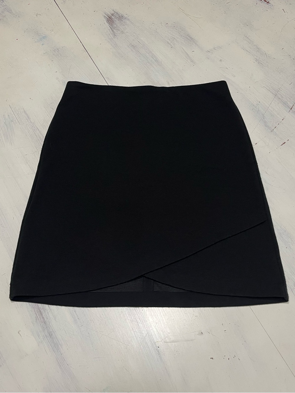 Loft Petites Ribbed Black Above Knee A-Line Mini Skirt Sz SP Stretch Classic